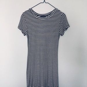 Stretchy Cotton T Dress Striped Fitted